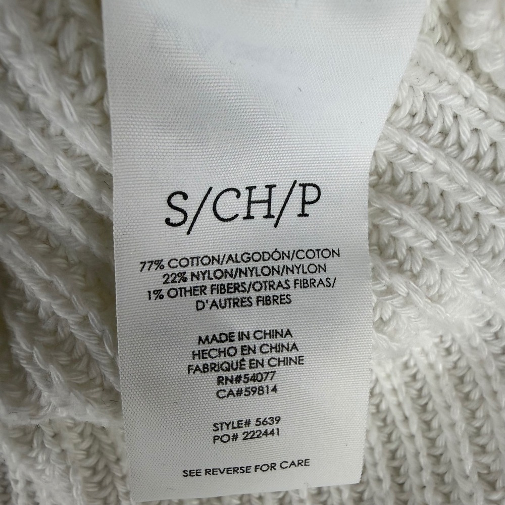 Cabi Ace hite Shaker Stitch V-Neck Pullover Sweater Striped Trim 5639 Small - Picture 5 of 10